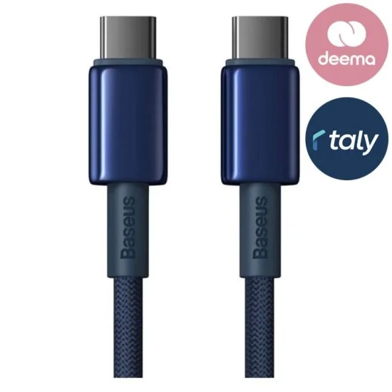 Baseus Tungsten Glod 100W 1M USB-C to USB-C Cable – Blue